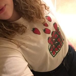 Off-White Tee With Strawberry Print